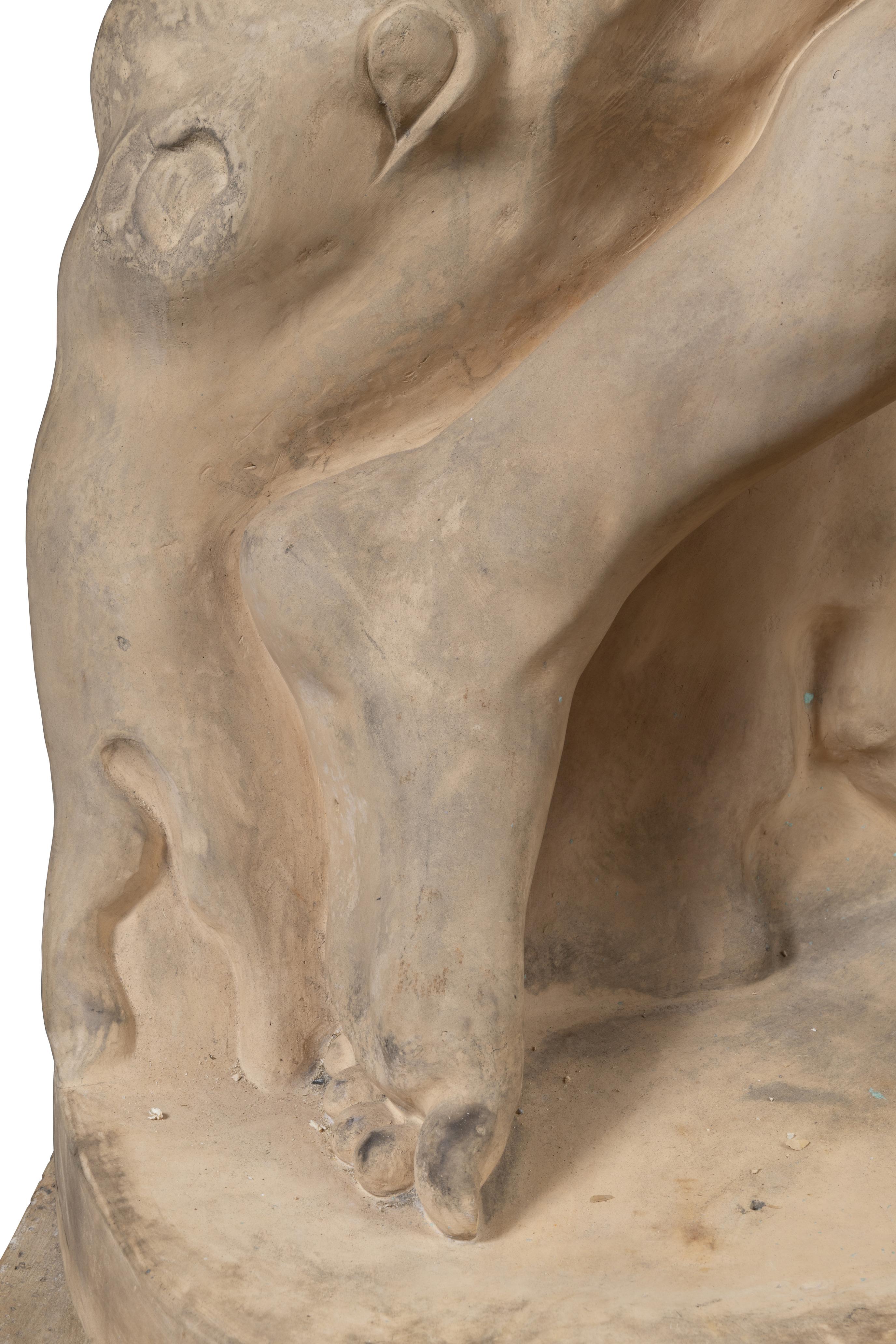 Italiano Grande statua di Discobolo in terracotta, XIX secolo in vendita