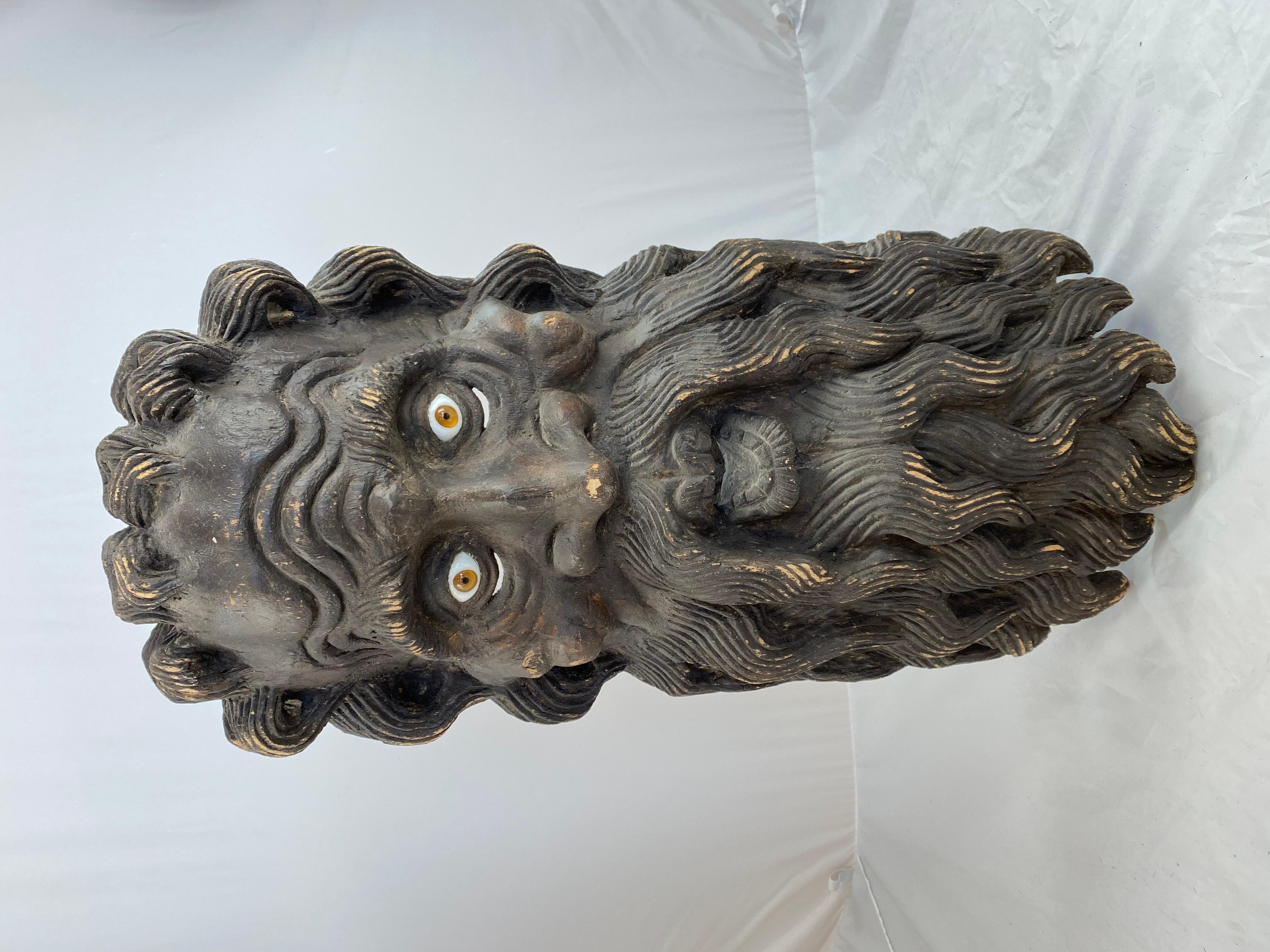 Wood Large Theatrical Mask, 19th C For Sale