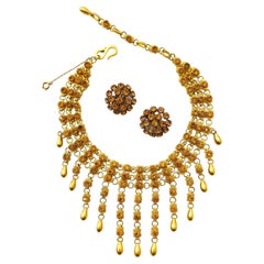 A large topaz paste necklace and earrings, Christian Dior by Mitchel Maer, c1954