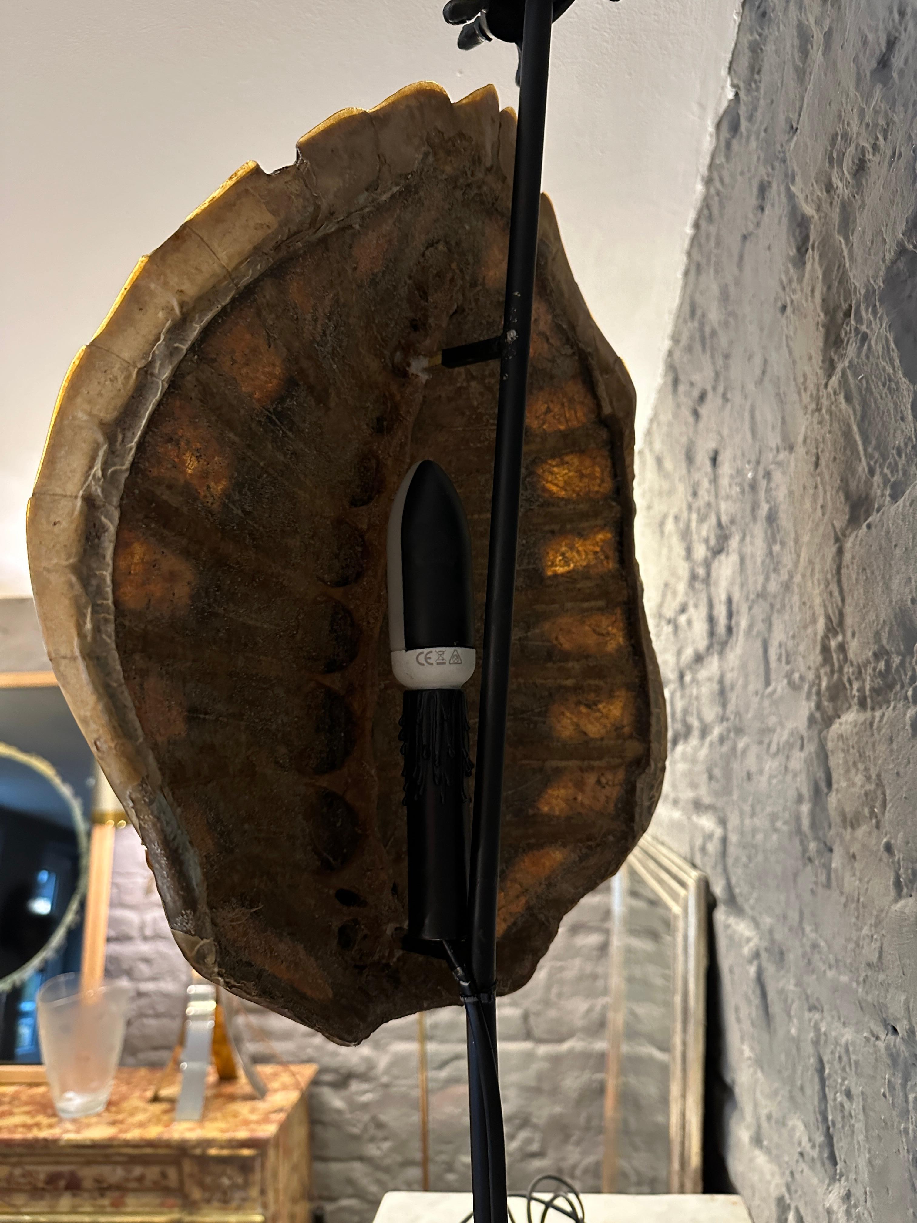 A large Tortoise Shell And Brass Table Lamp For Sale 5
