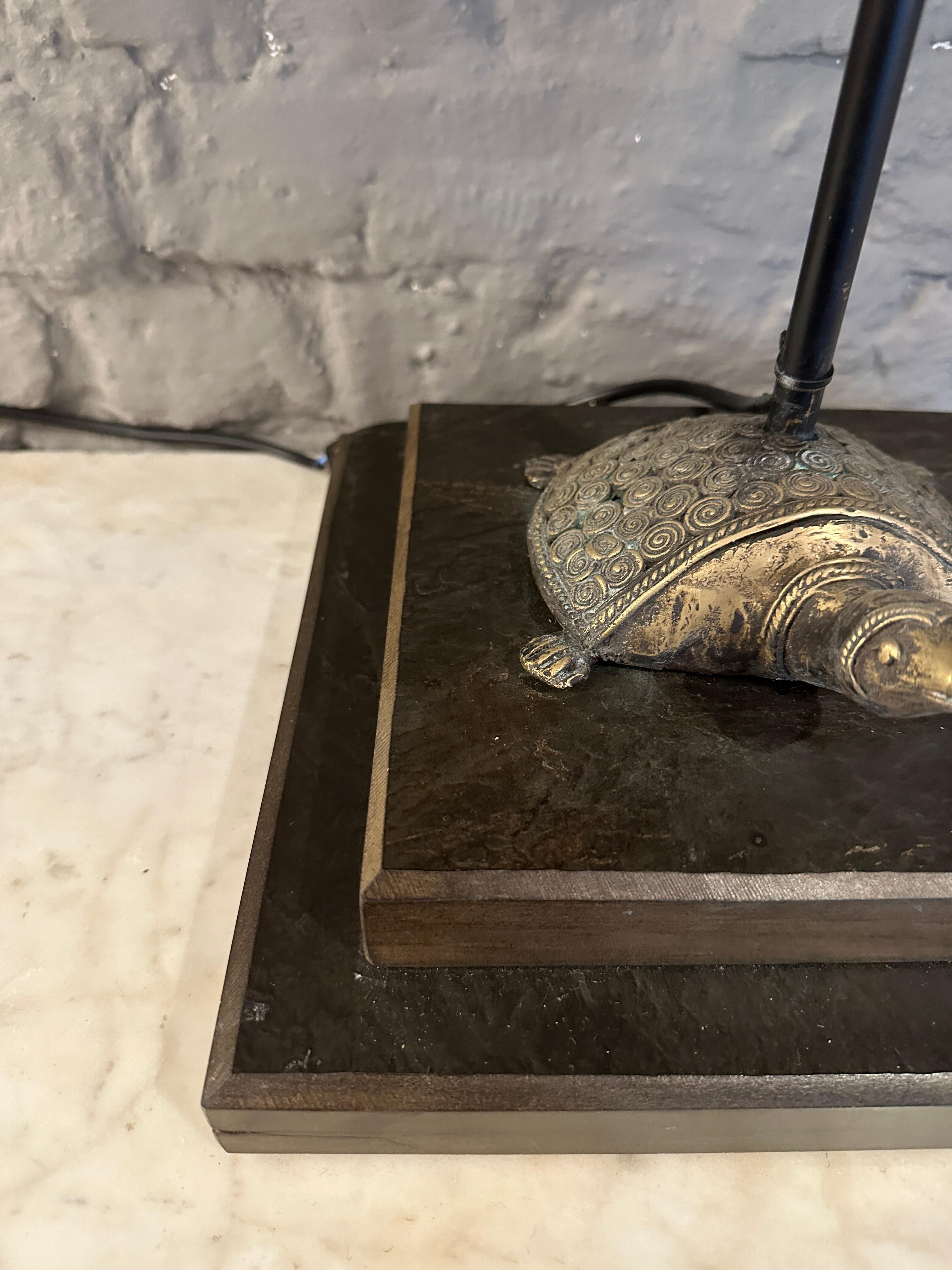 A large Tortoise Shell And Brass Table Lamp In Good Condition For Sale In London, GB