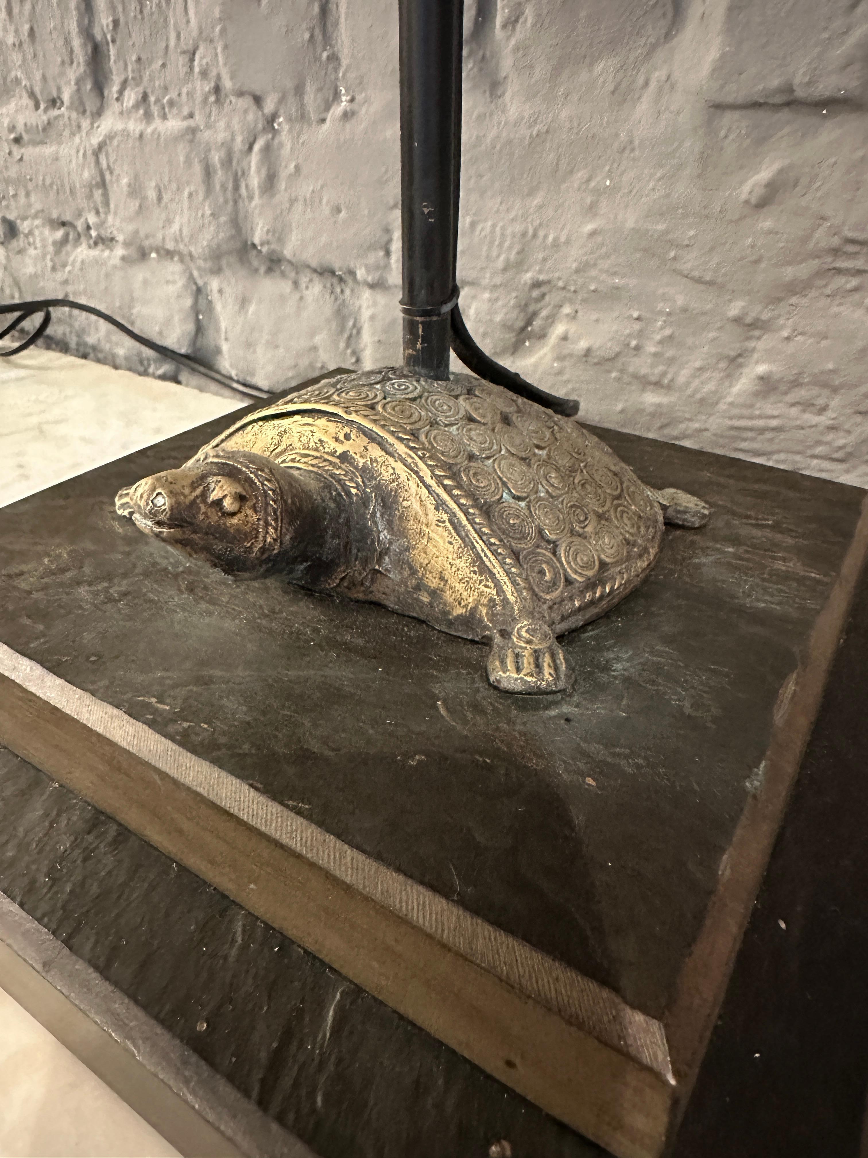 A large Tortoise Shell And Brass Table Lamp For Sale 1