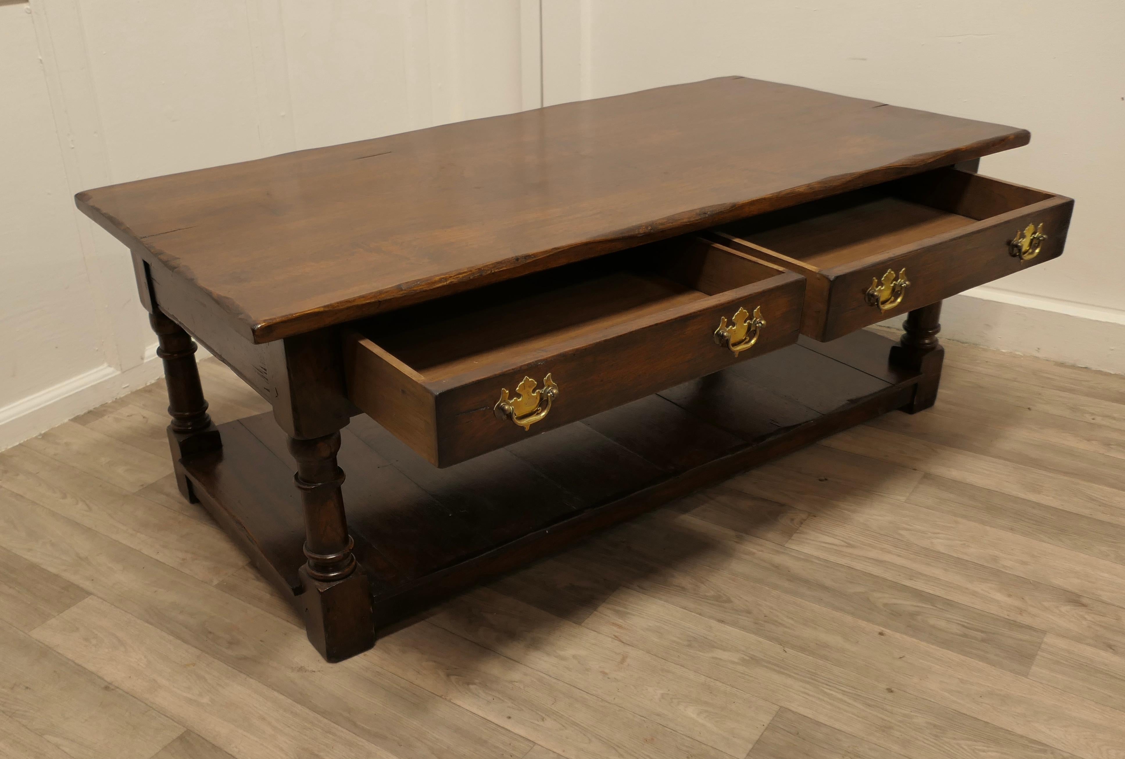 Country A Large Traditionally Made Oak Plank Top Coffee Table
