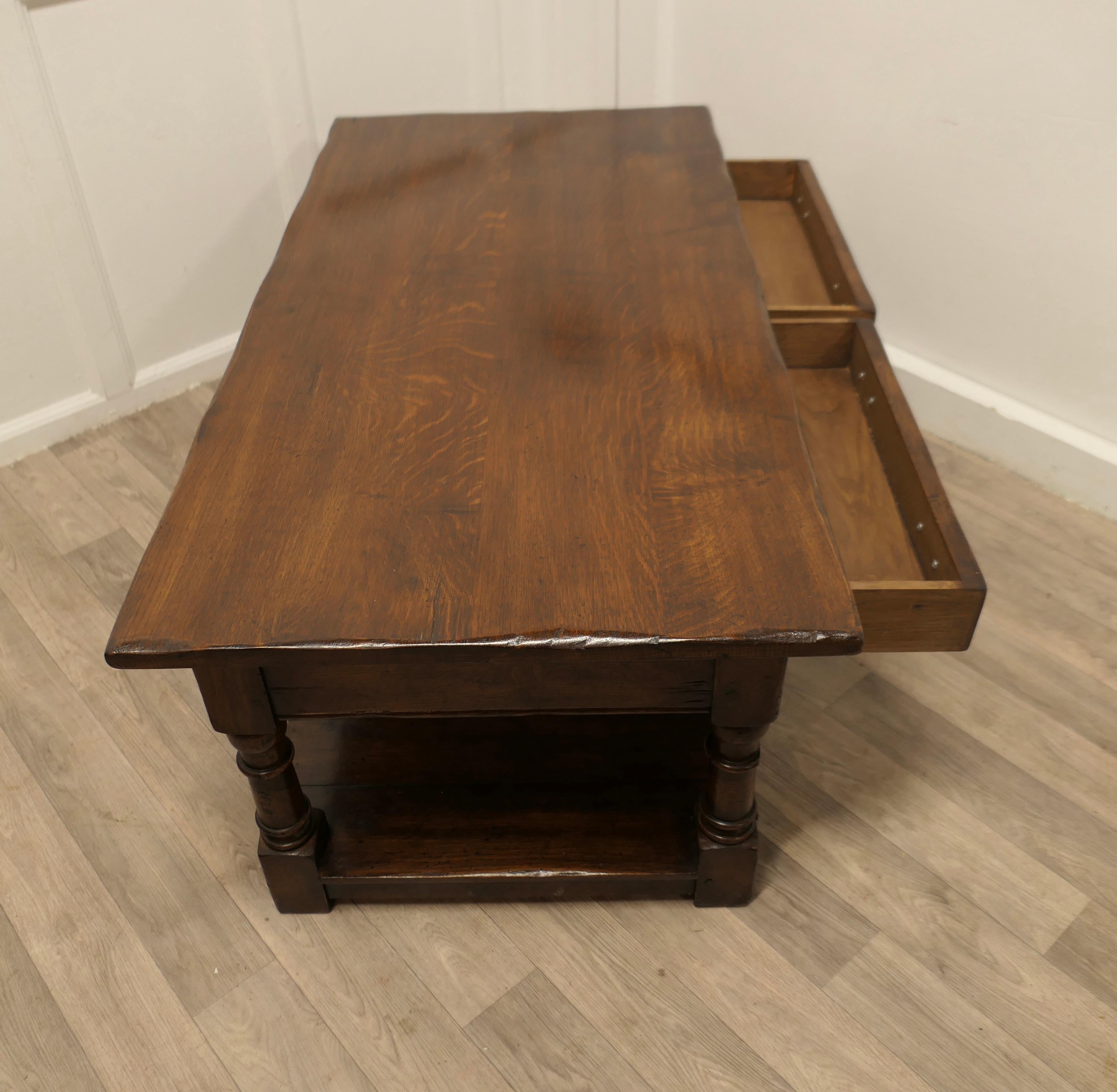 20th Century A Large Traditionally Made Oak Plank Top Coffee Table
