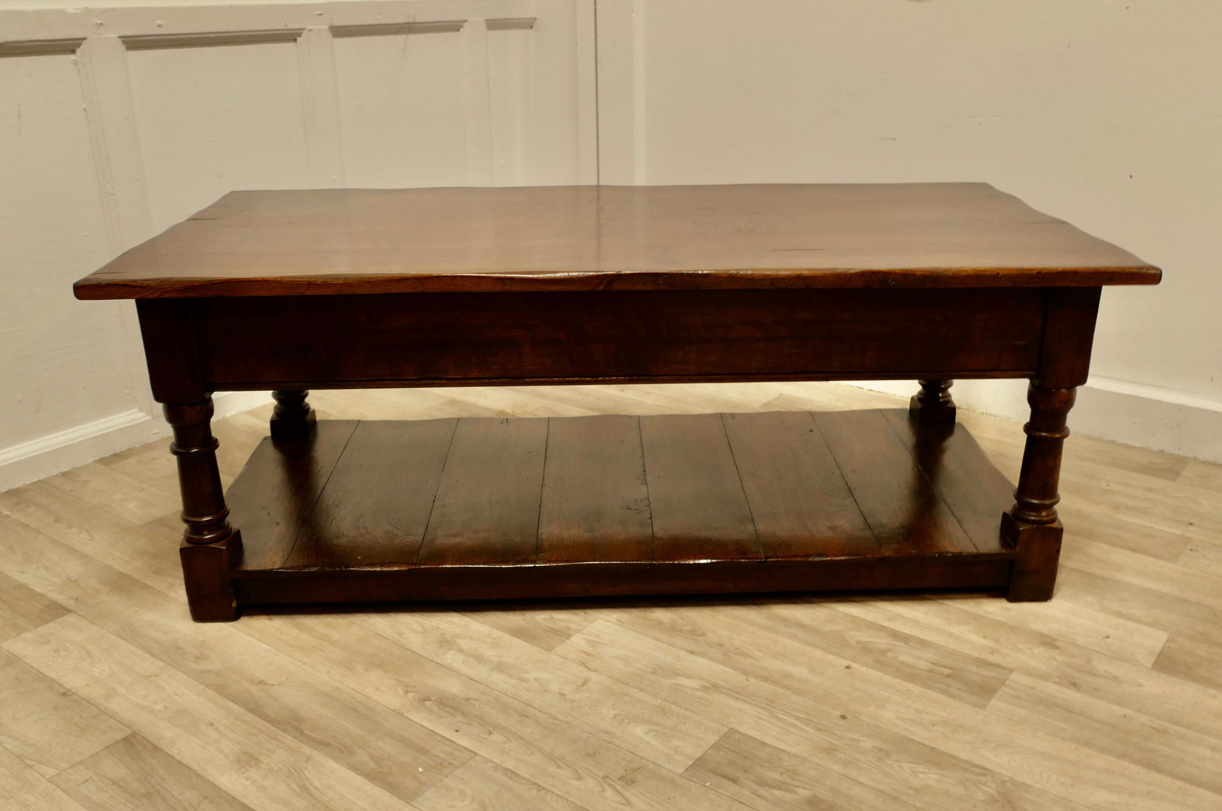 A Large Traditionally Made Oak Plank Top Coffee Table 1