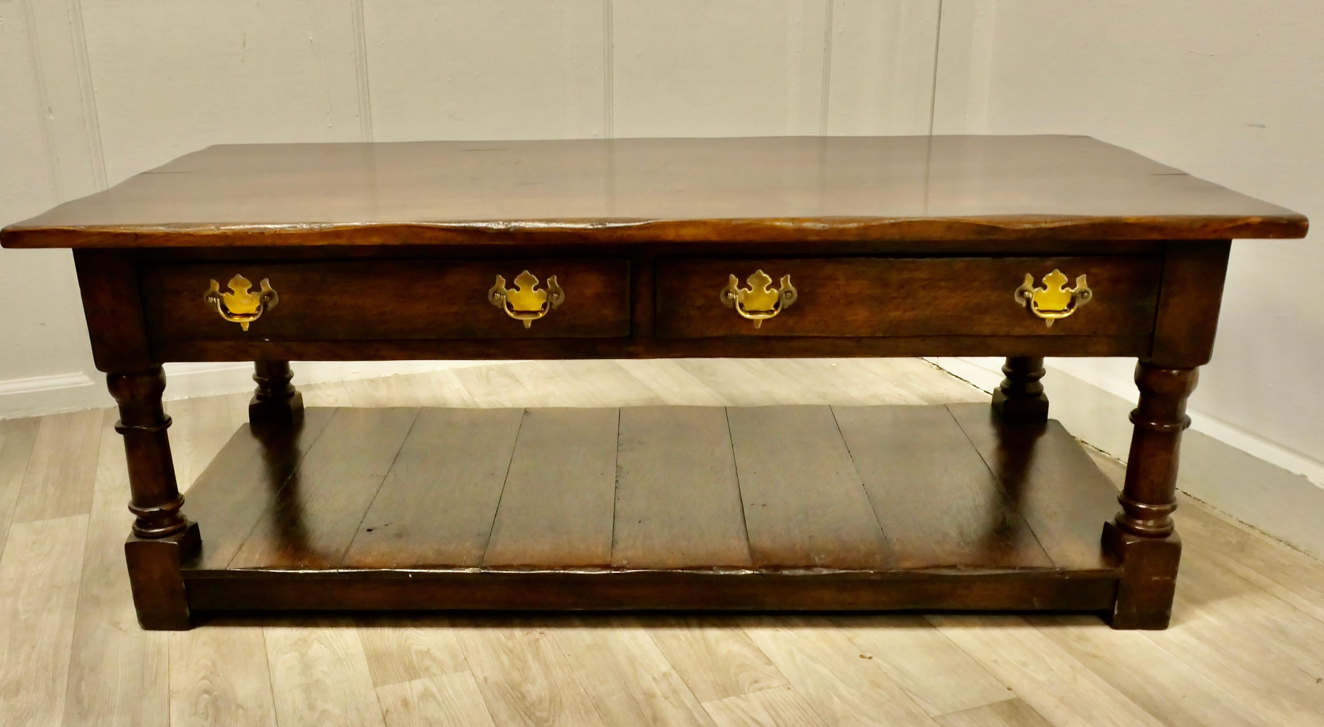 A Large Traditionally Made Oak Plank Top Coffee Table 2