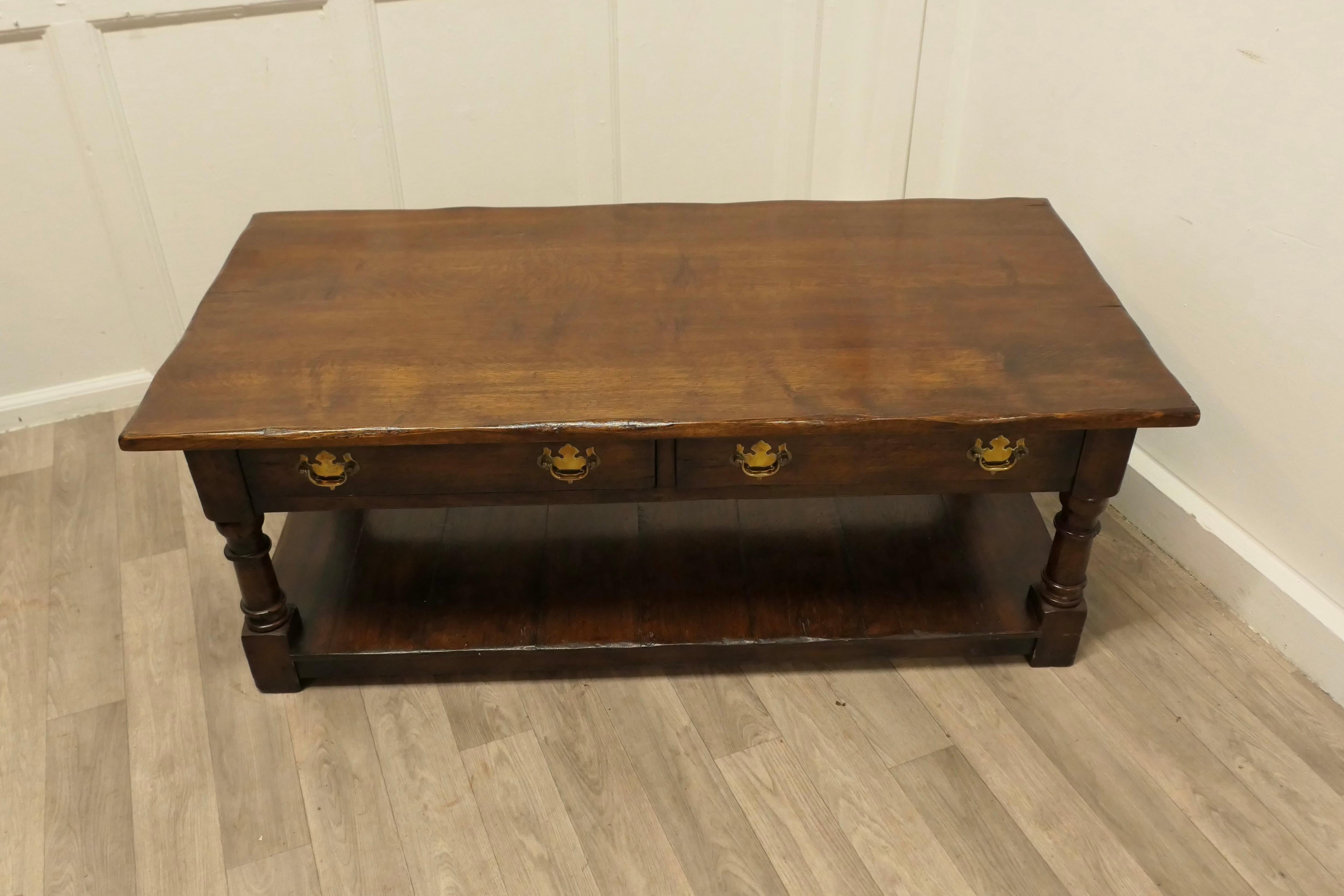 A Large Traditionally Made Oak Plank Top Coffee Table 3