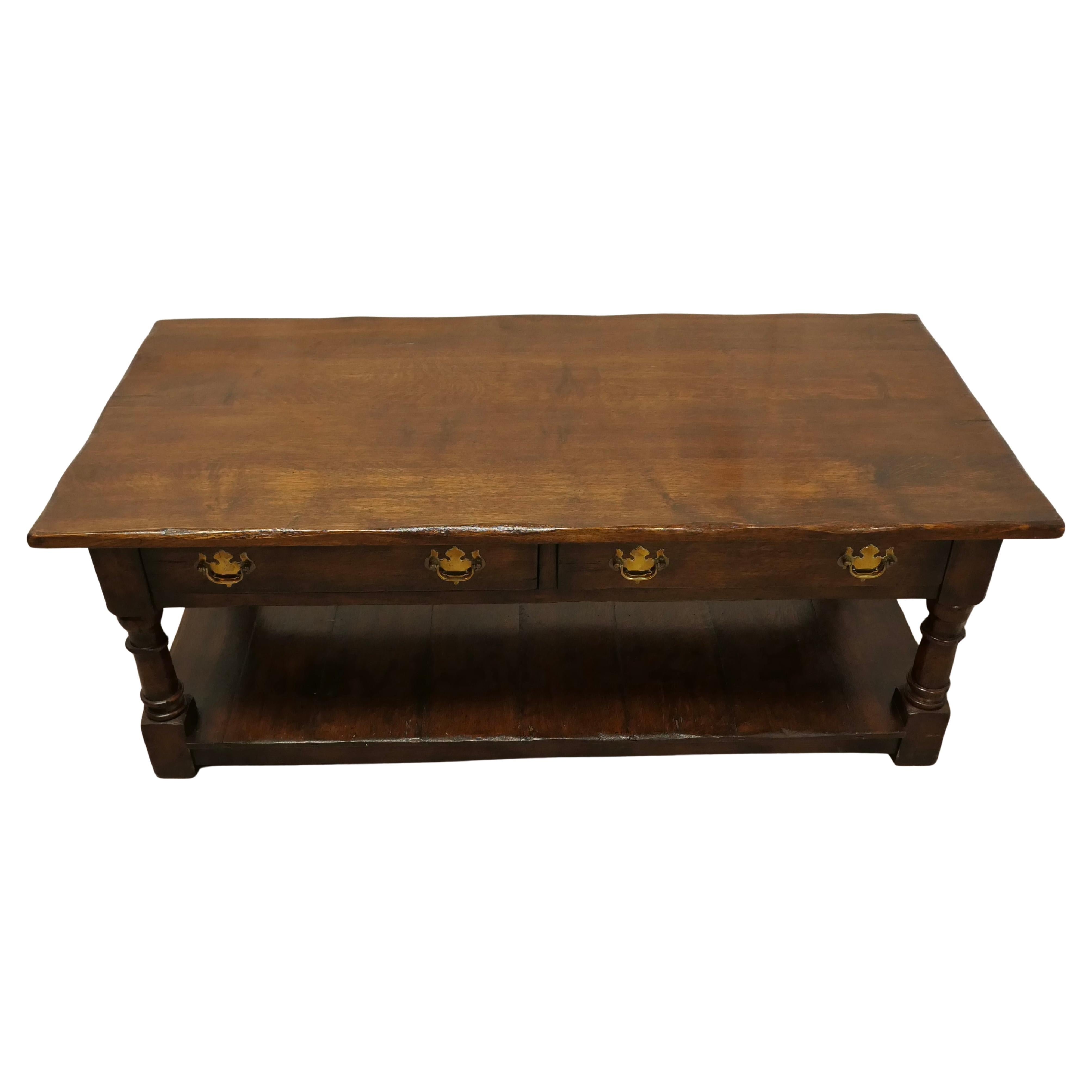 A Large Traditionally Made Oak Plank Top Coffee Table