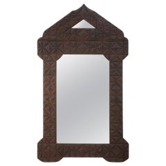 Antique Large Tramp Art Mirror, Circa 1920