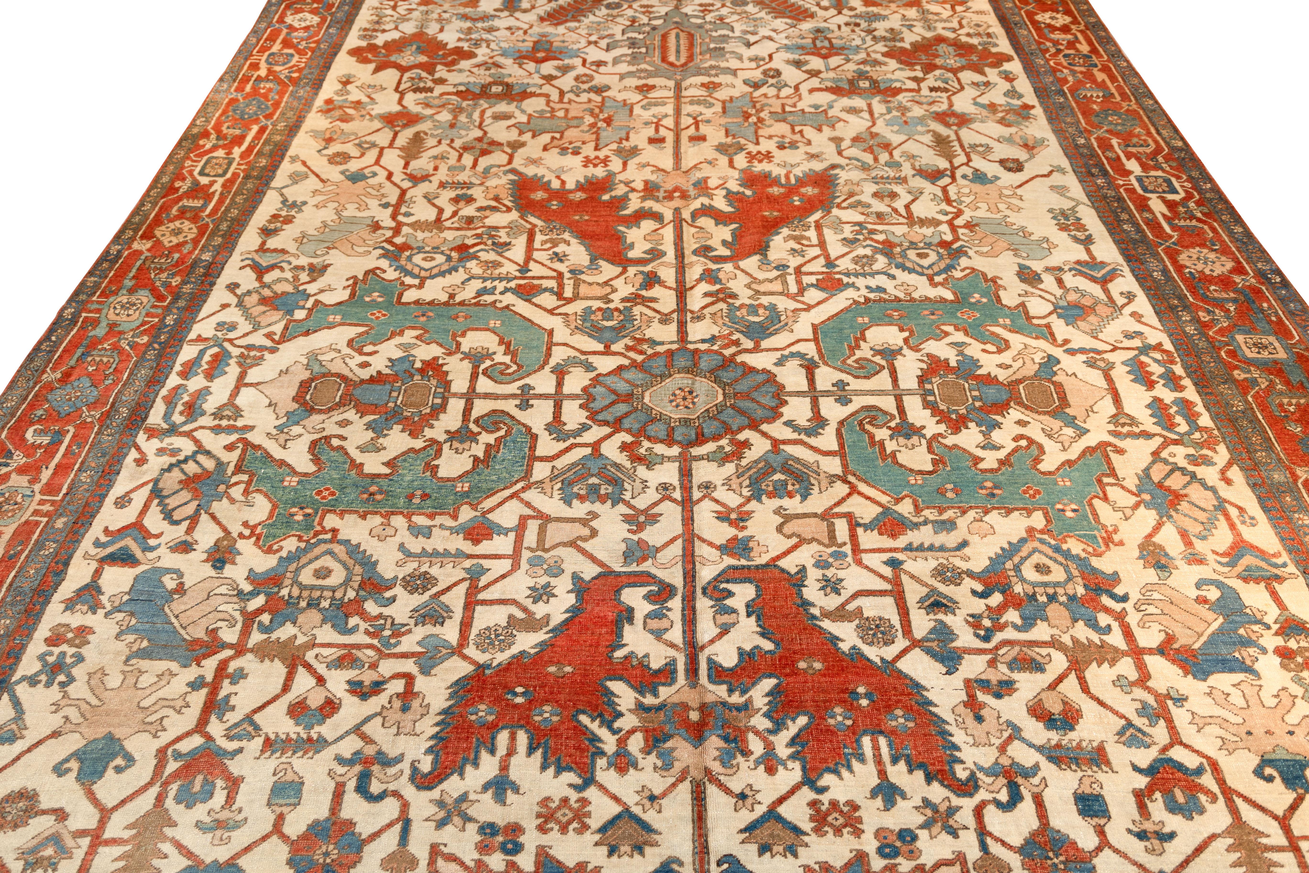 Großer Heriz-Teppich aus dem 19. Jahrhundert für das Esszimmer (Heriz Serapi) im Angebot