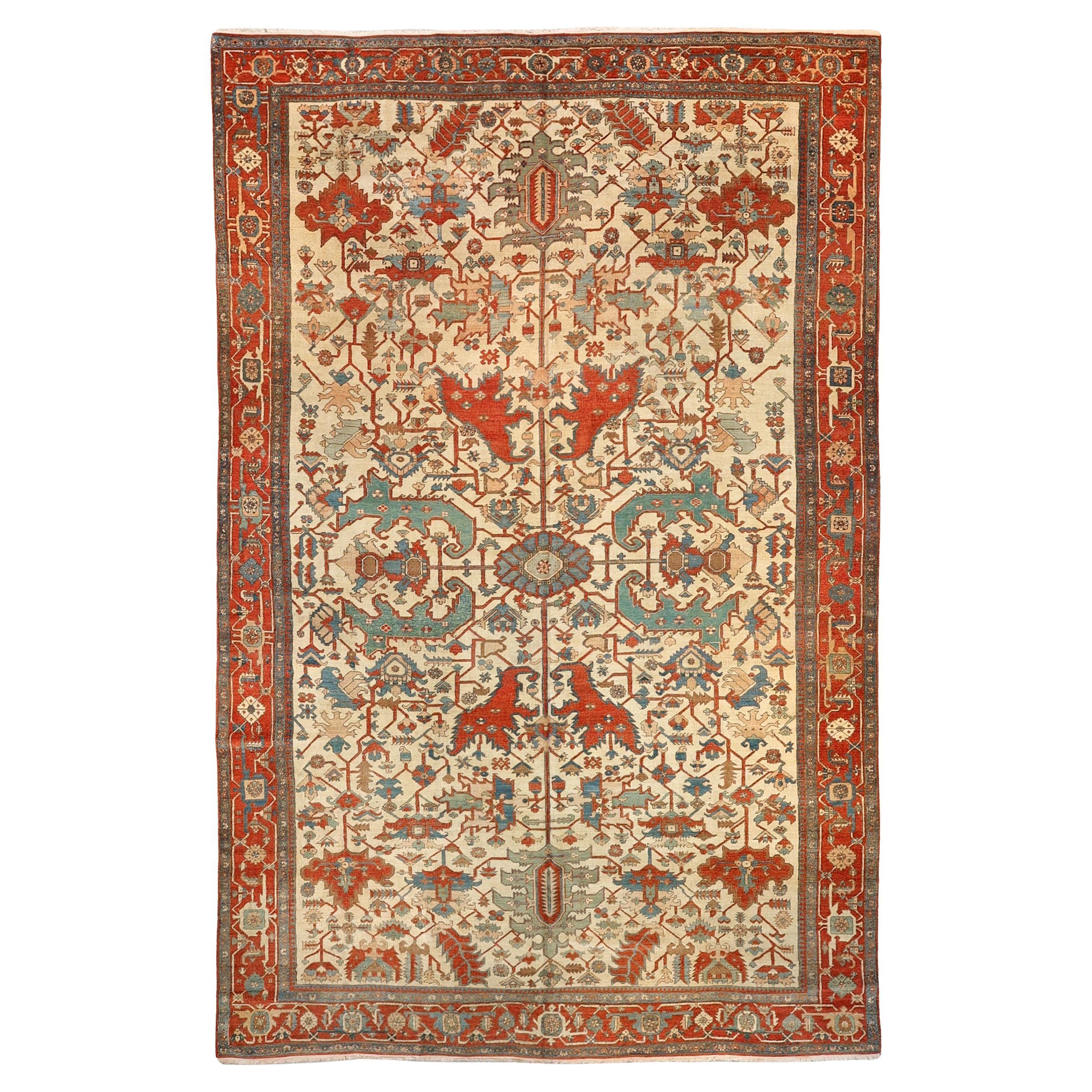 Großer Heriz-Teppich aus dem 19. Jahrhundert für das Esszimmer im Angebot