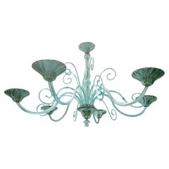 A large Turquoise Color Murano Chandelier