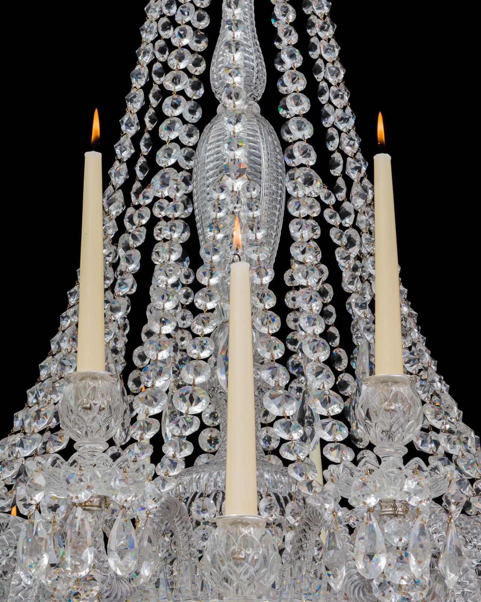19th Century A Large Twenty Four Light Cut Glass Victorian Chandelier By Perry & Co London For Sale