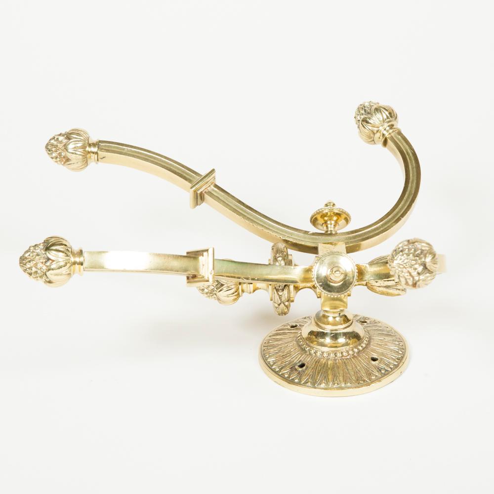 English Large Twin Arm Brass Hat and Coat Hook