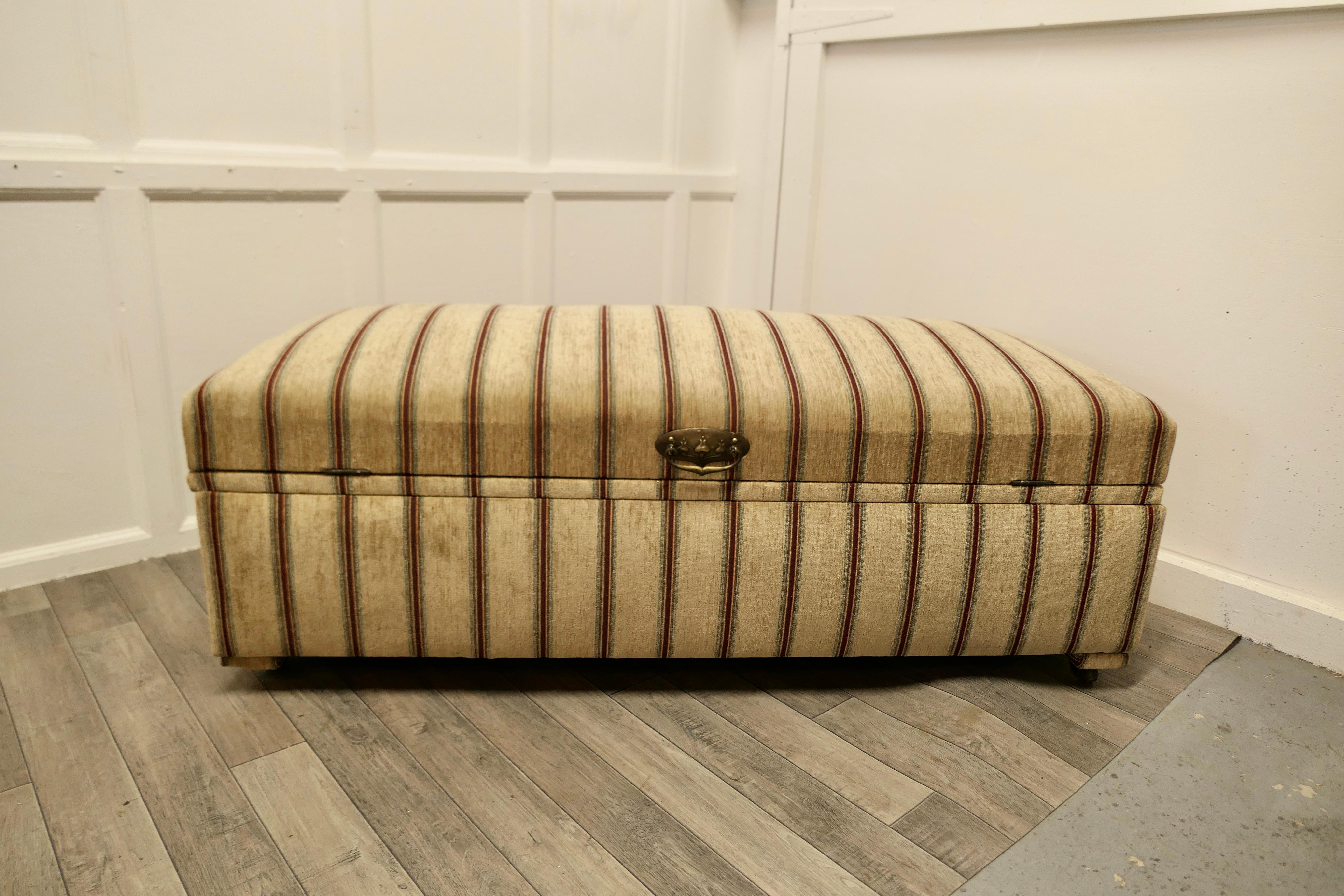 Chenille Large Upholstered Double Ottoman or Window Seat