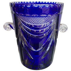 Large Val St Lambert Cobalt Blue Cut Crystal Champagne Bucket
