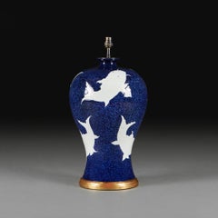 A Large Vase Decorated with Carp as a Lamp