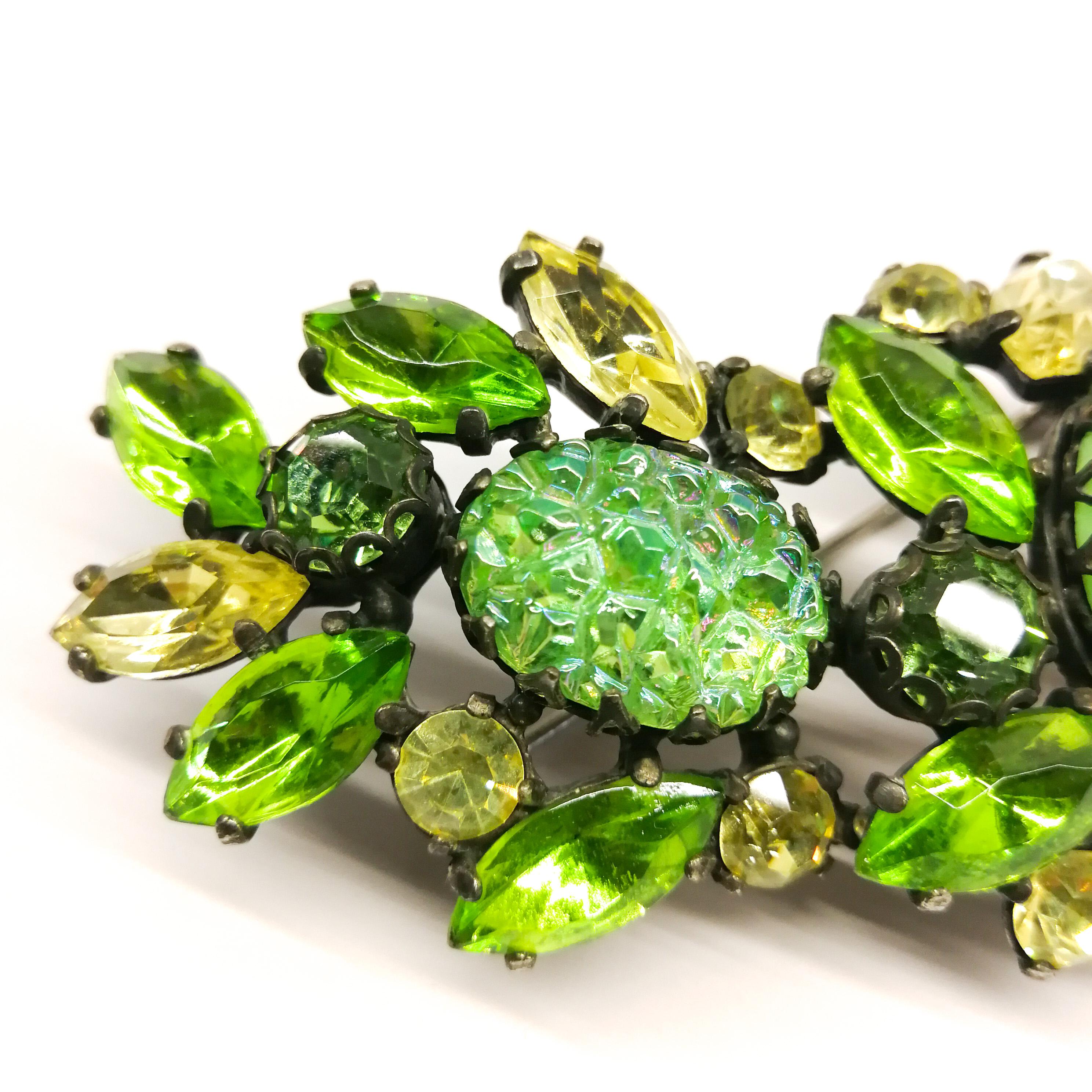 A large vibrant green paste 'lava' stone brooch, Elsa Schiaparelli, USA, c1954. In Good Condition In Greyabbey, County Down