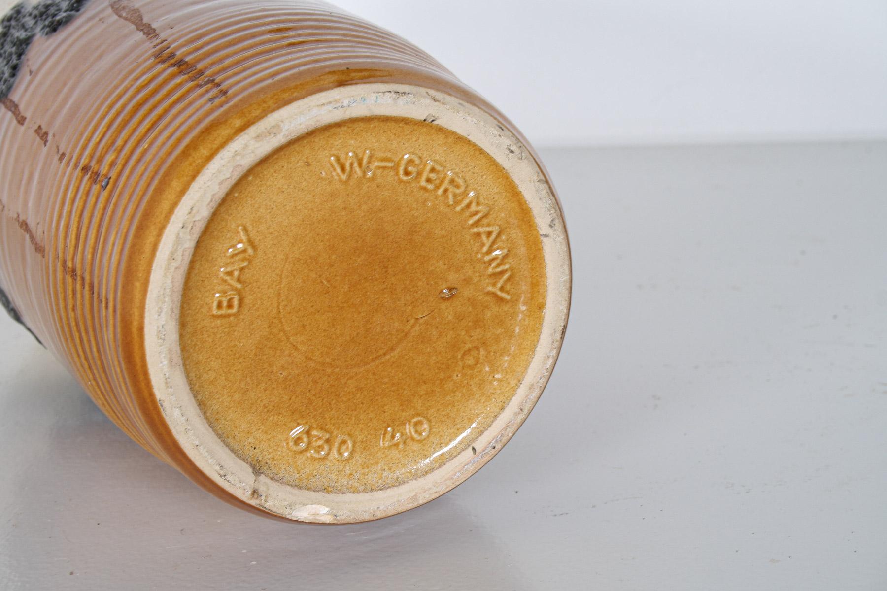 Un grande e vivace vaso in ceramica West German Pottery Fat Lava in arancione, nero e crema di BAY in vendita 10