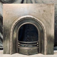 Large Victorian 19th Century Arched Cast Iron Fireplace Insert