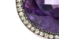 Large Victorian Amethyst Brooch with Diamond Surround, English, circa 1890
