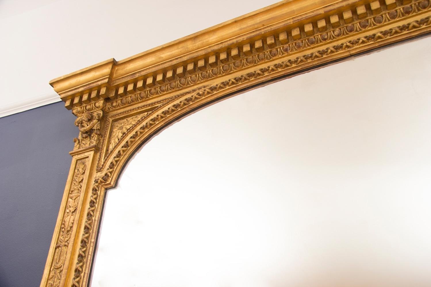 A large Victorian antique gilded mirror with original mercury glass plate and backboards. Removed from a diplomatic residence behind Clarence House in 1948.
This is a really beautiful mirror of perfect proportions which sits really well. Ready to