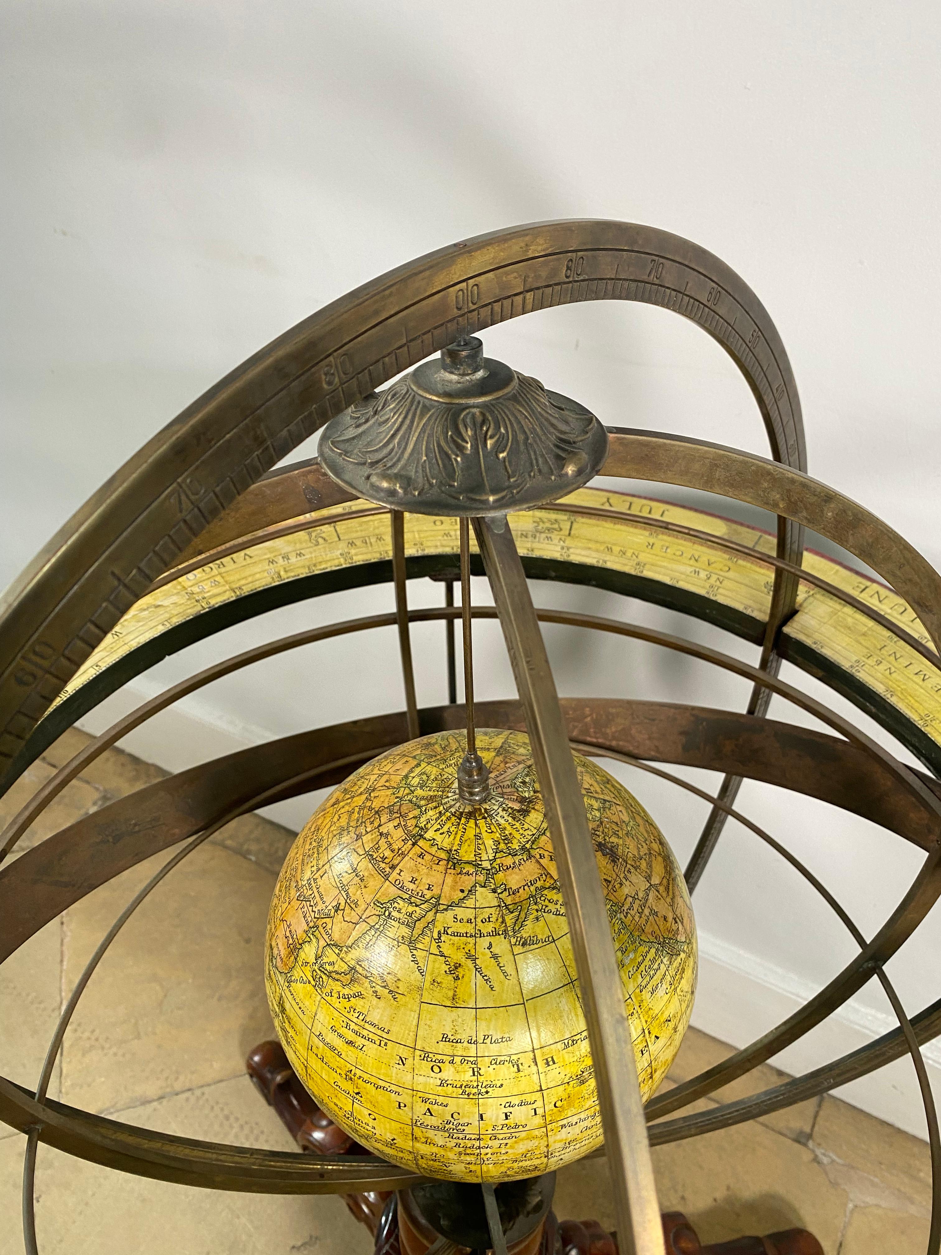 Brass Large Victorian Armillary Globe, circa 1890