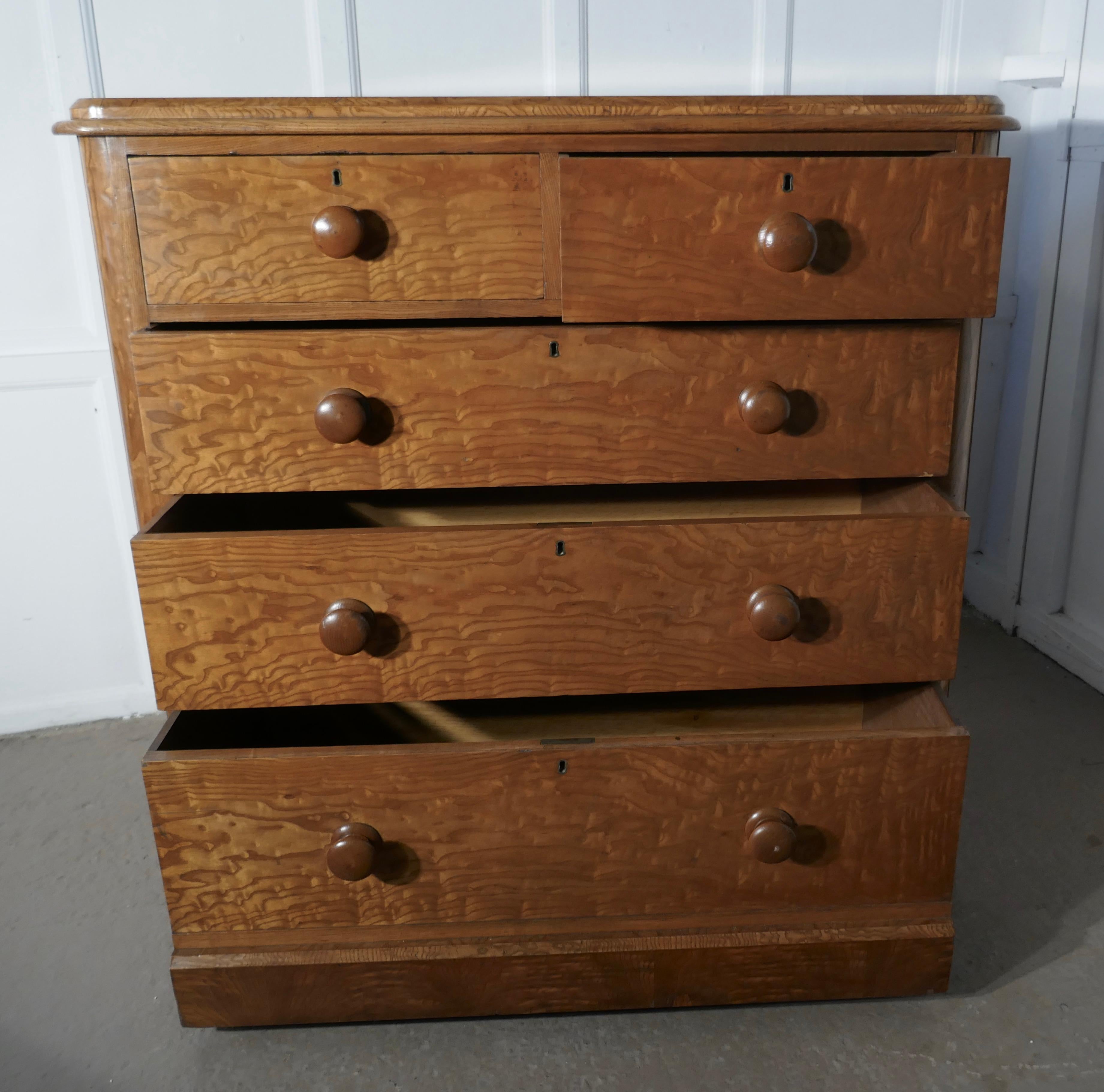 Large Victorian Burr Ash Chest of Drawers 1