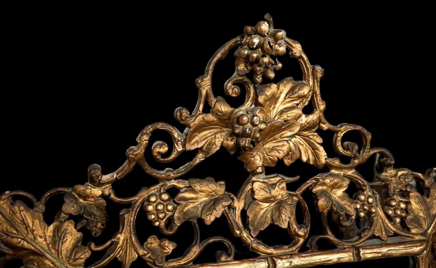 English A Large Victorian Faux Bois Carved Giltwood Mirror For Sale