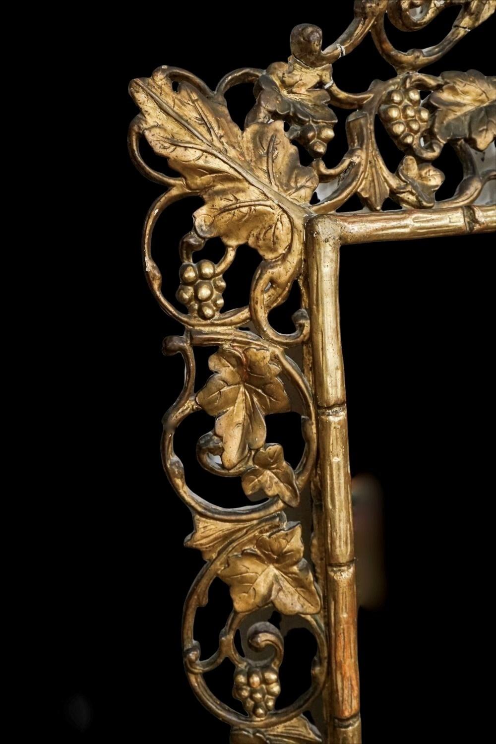 Late 19th Century A Large Victorian Faux Bois Carved Giltwood Mirror For Sale