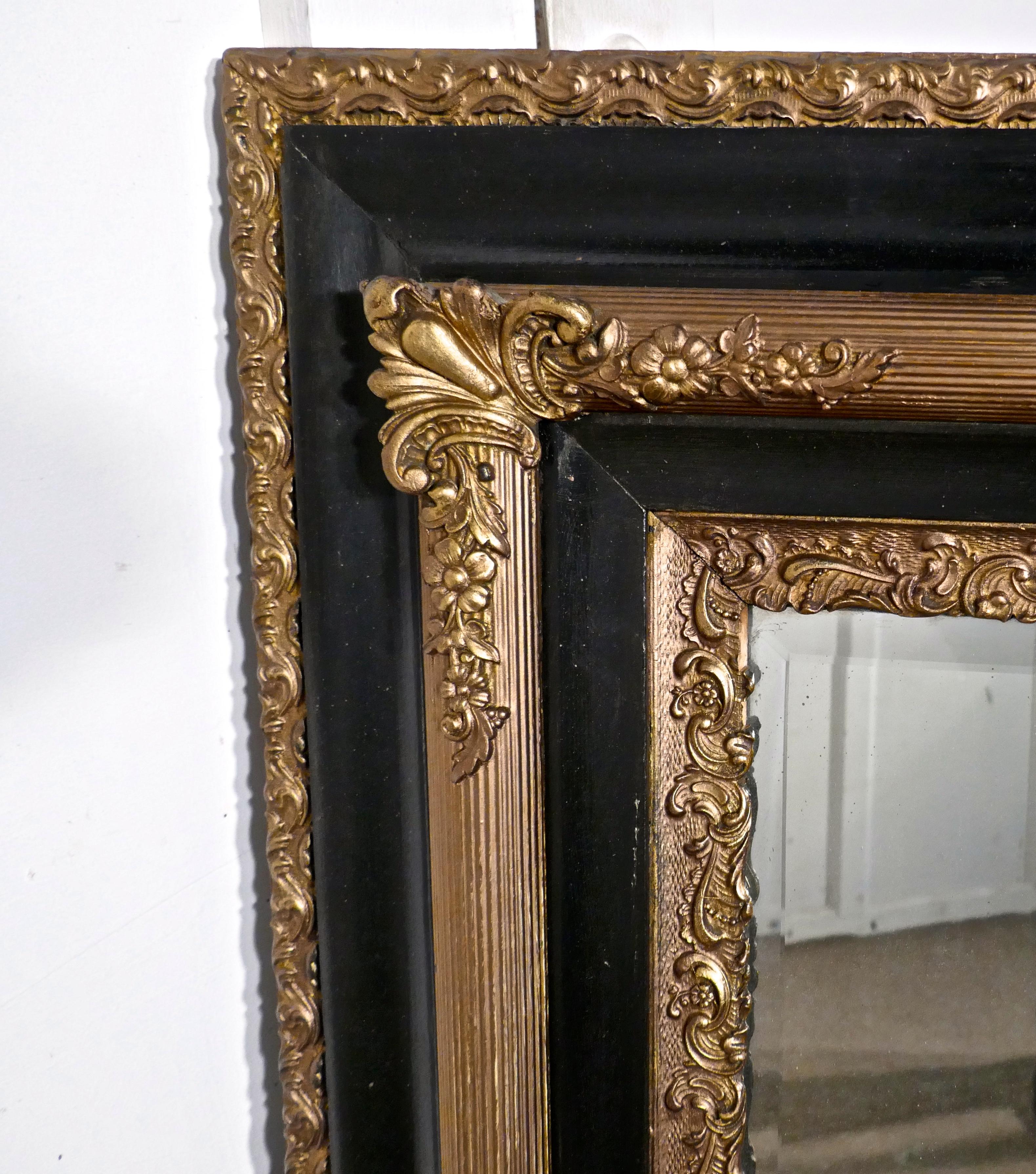 Regency Large Victorian Gilt and Ebonised Wall Mirror