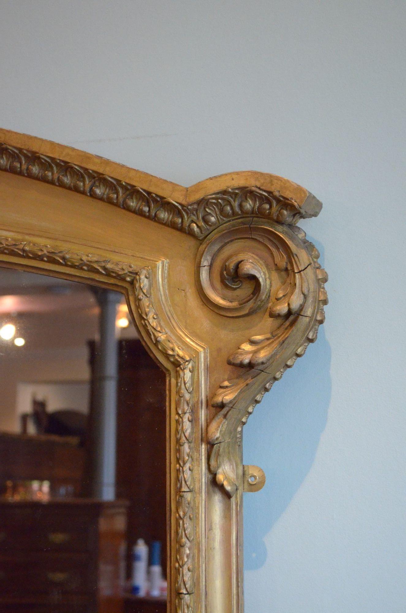 Grande specchio vittoriano in legno dorato H170cm in vendita 2