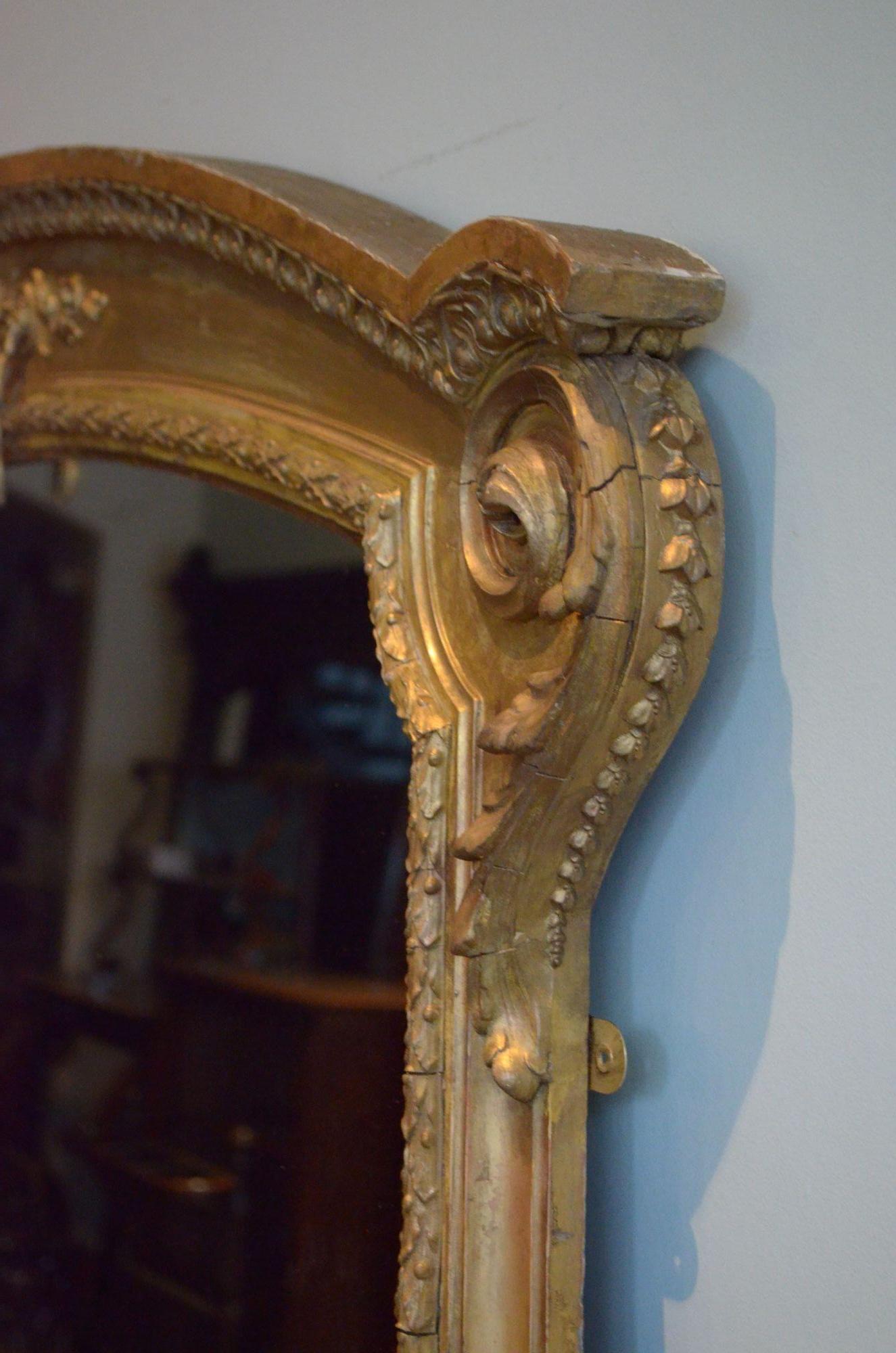 Grande specchio vittoriano in legno dorato H170cm in vendita 3
