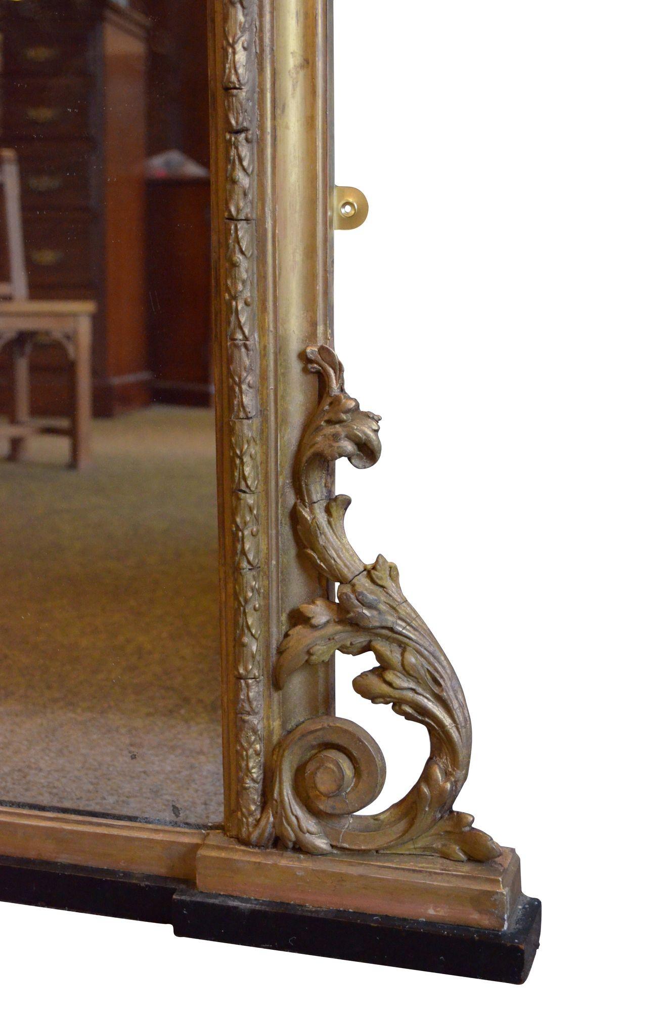 A Large Victorian Giltwood Overmantle Mirror H170cm For Sale 7