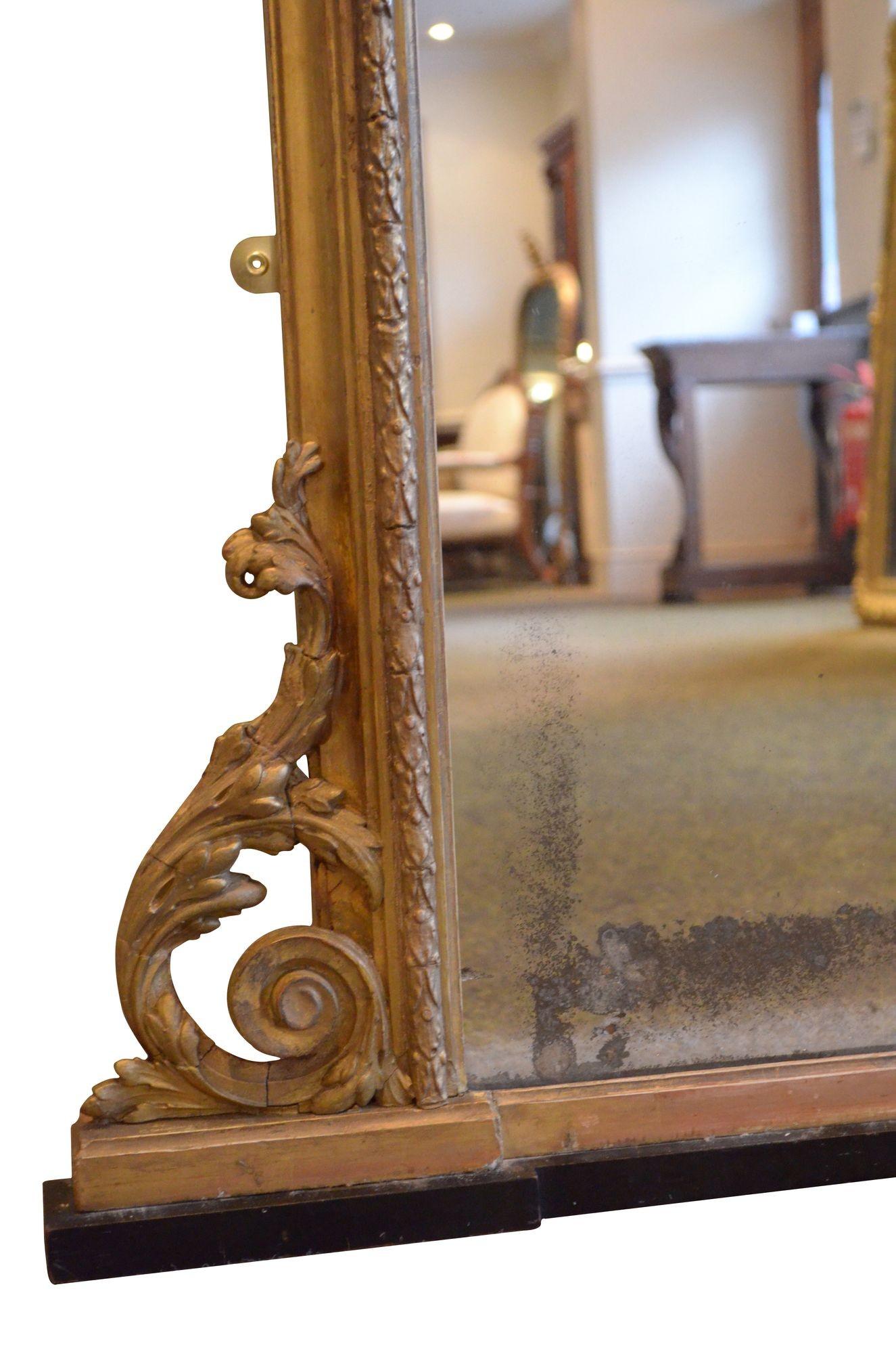 A Large Victorian Giltwood Overmantle Mirror H170cm In Good Condition For Sale In Whaley Bridge, GB