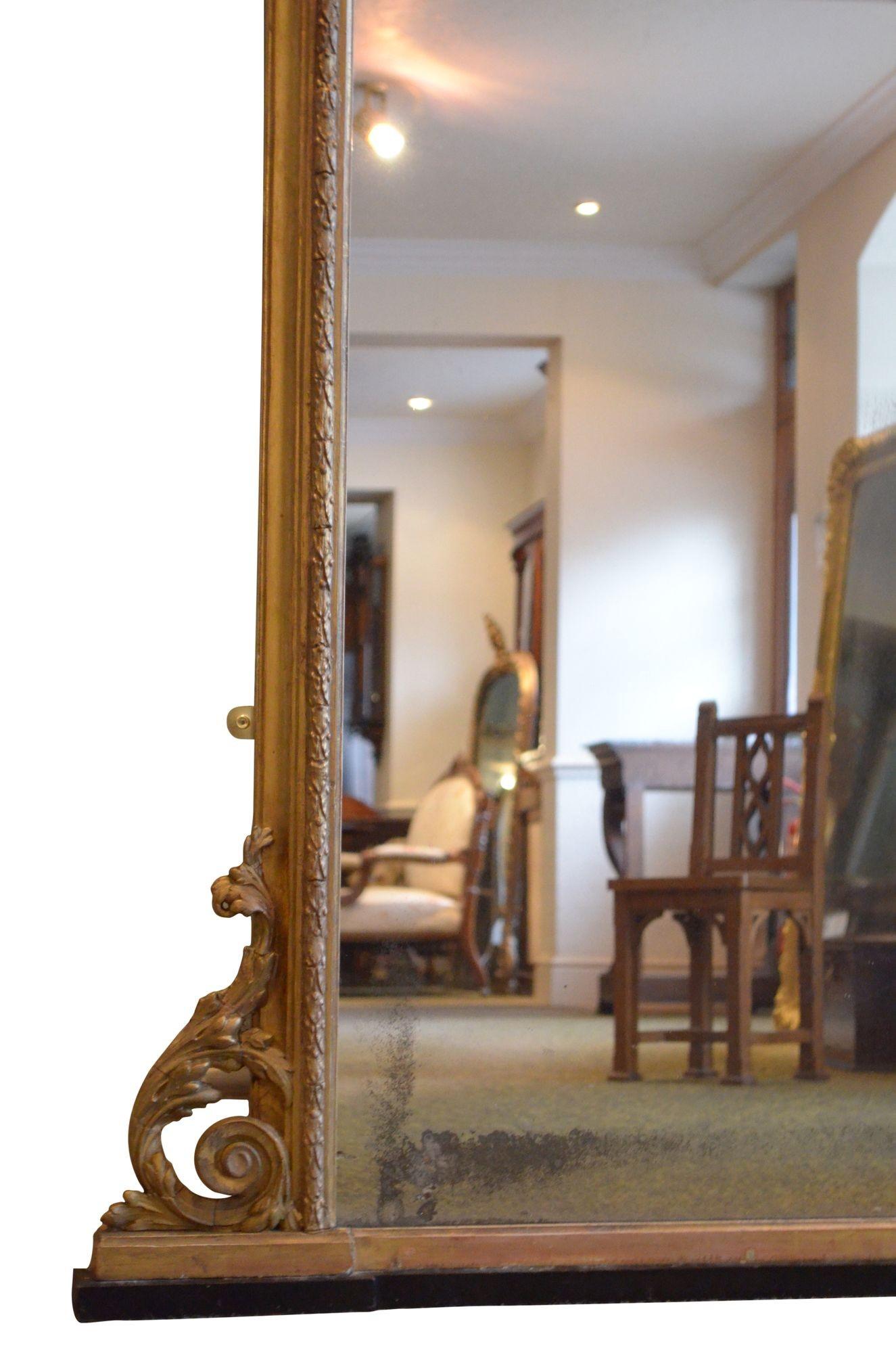 19th Century A Large Victorian Giltwood Overmantle Mirror H170cm For Sale
