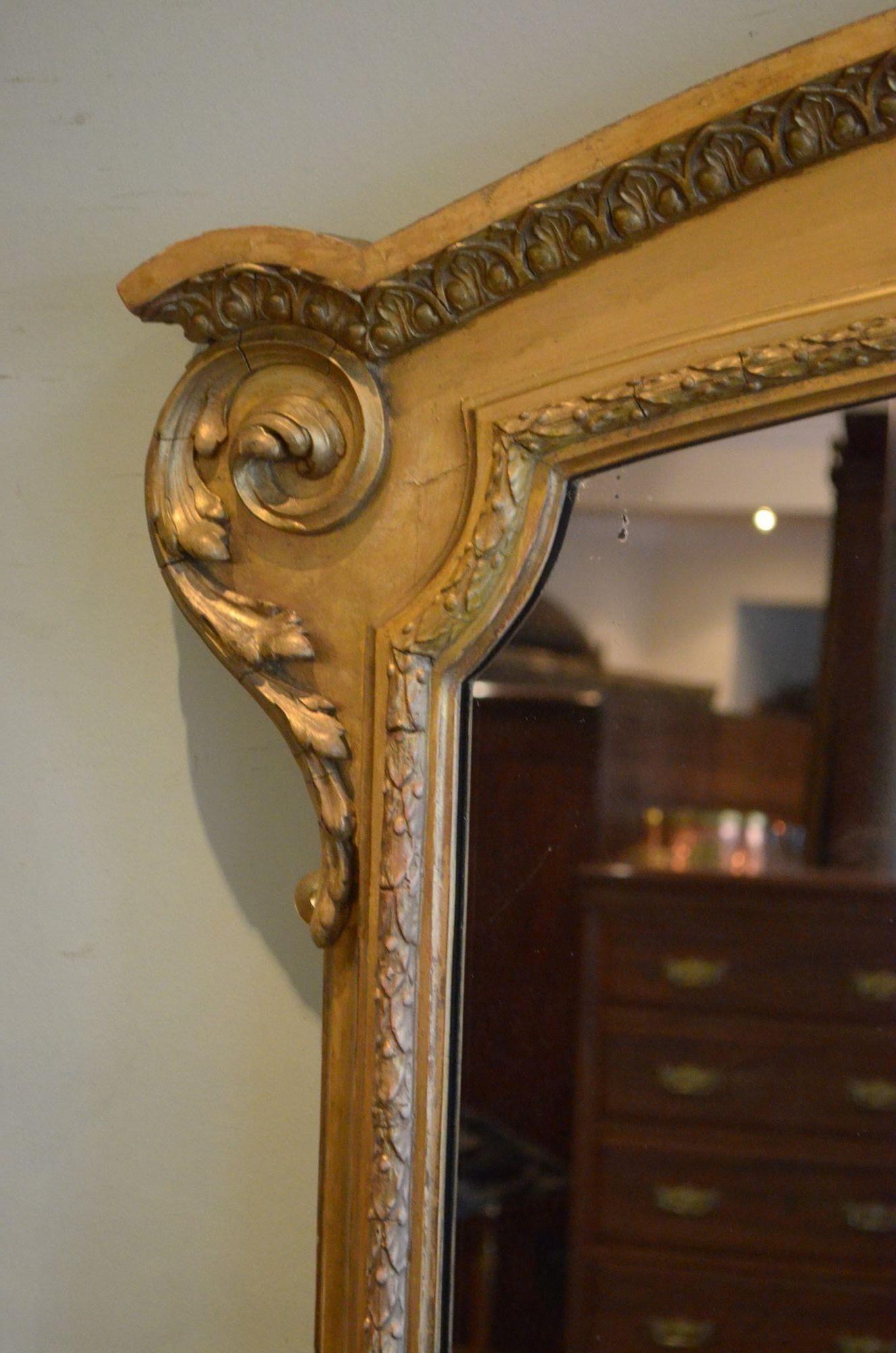 Grande specchio vittoriano in legno dorato H170cm In condizioni buone in vendita a Whaley Bridge, GB