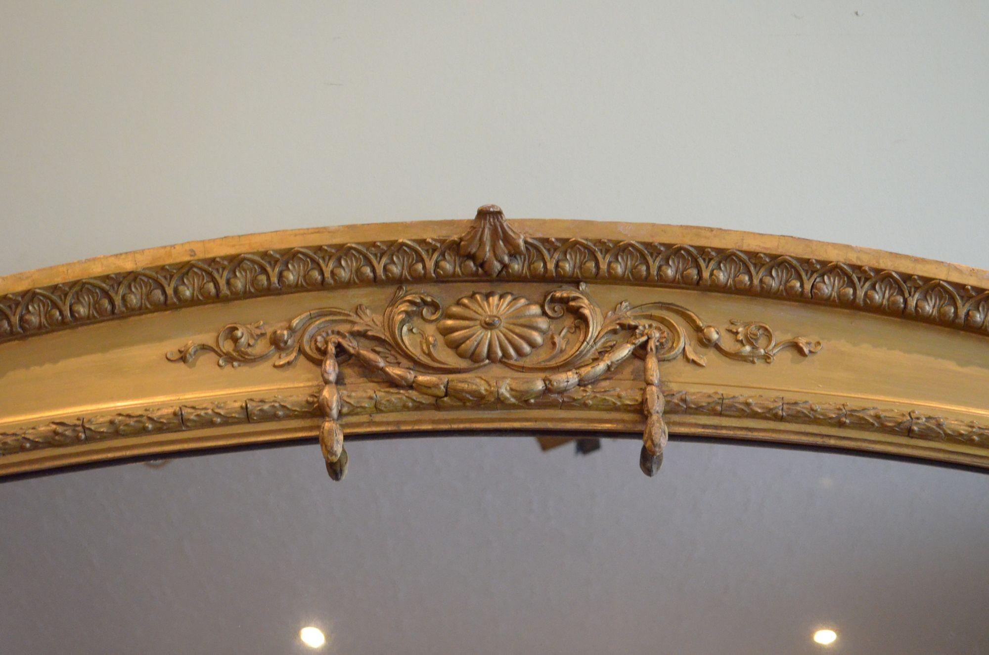 A Large Victorian Giltwood Overmantle Mirror H170cm For Sale 2