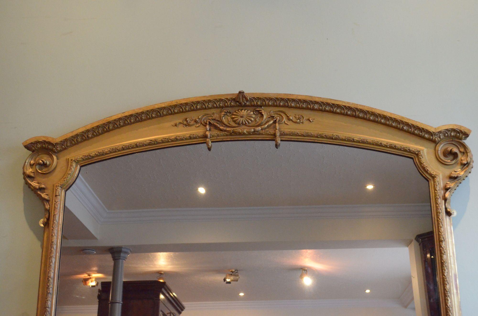 A Large Victorian Giltwood Overmantle Mirror H170cm For Sale 3