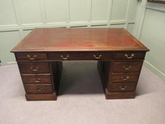 A Large Victorian Heavy Quality Pedestal Desk