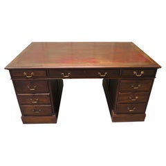 A Large Victorian Heavy Quality Pedestal Desk
