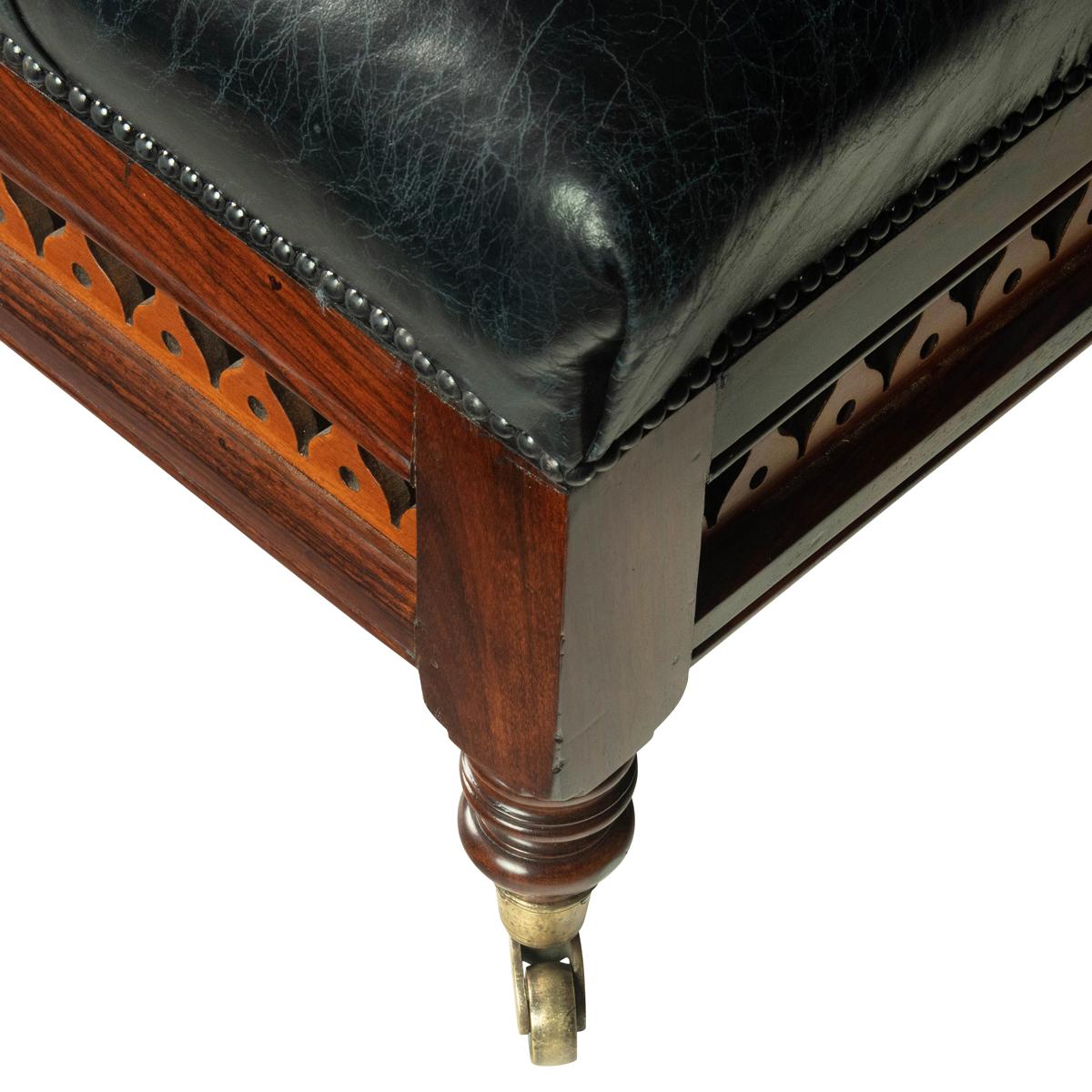 Large Victorian Leather Stool For Sale 1
