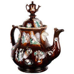 Antique Large Victorian Measham Bargeware Teapot, circa 1880