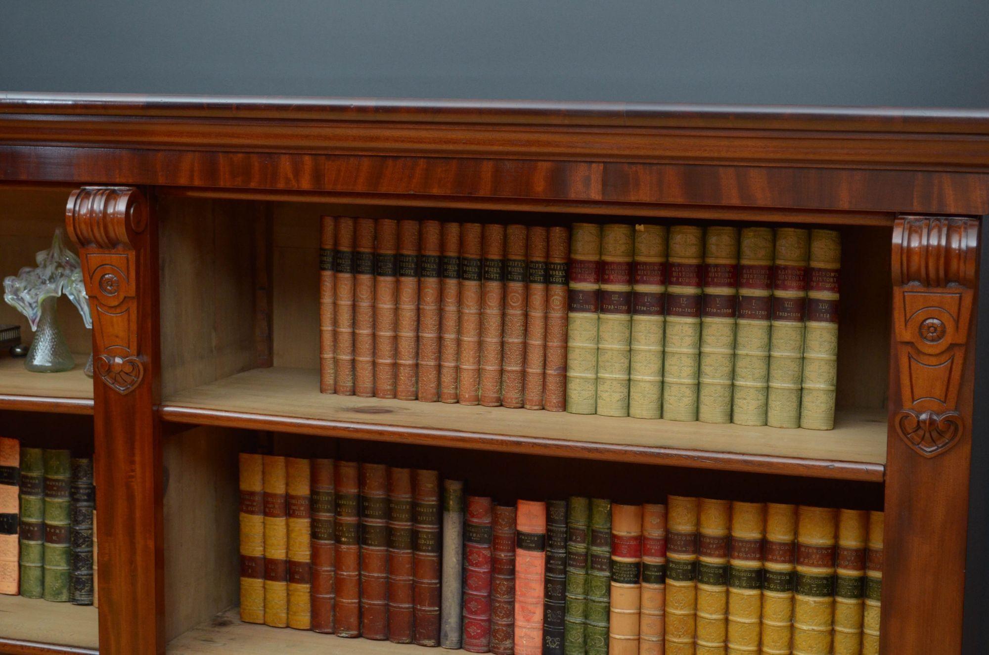 Large Victorian Open Bookcase in Mahogany For Sale 6