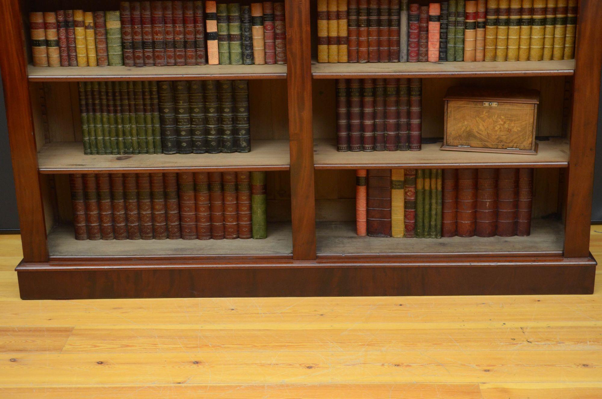 Large Victorian Open Bookcase in Mahogany For Sale 9