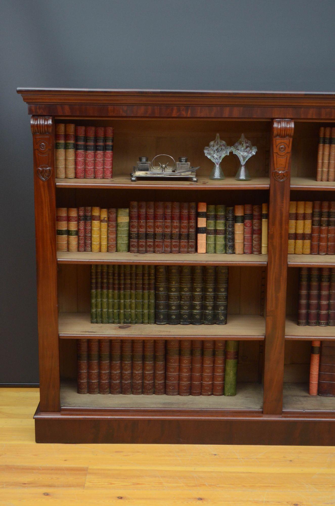 Large Victorian Open Bookcase in Mahogany For Sale 2