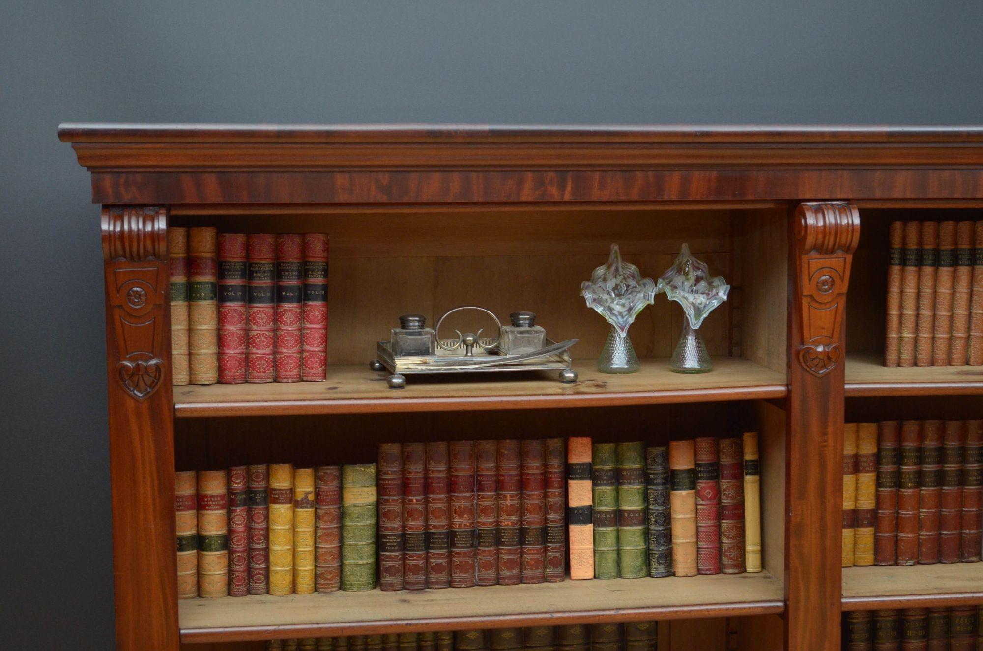 Large Victorian Open Bookcase in Mahogany For Sale 3