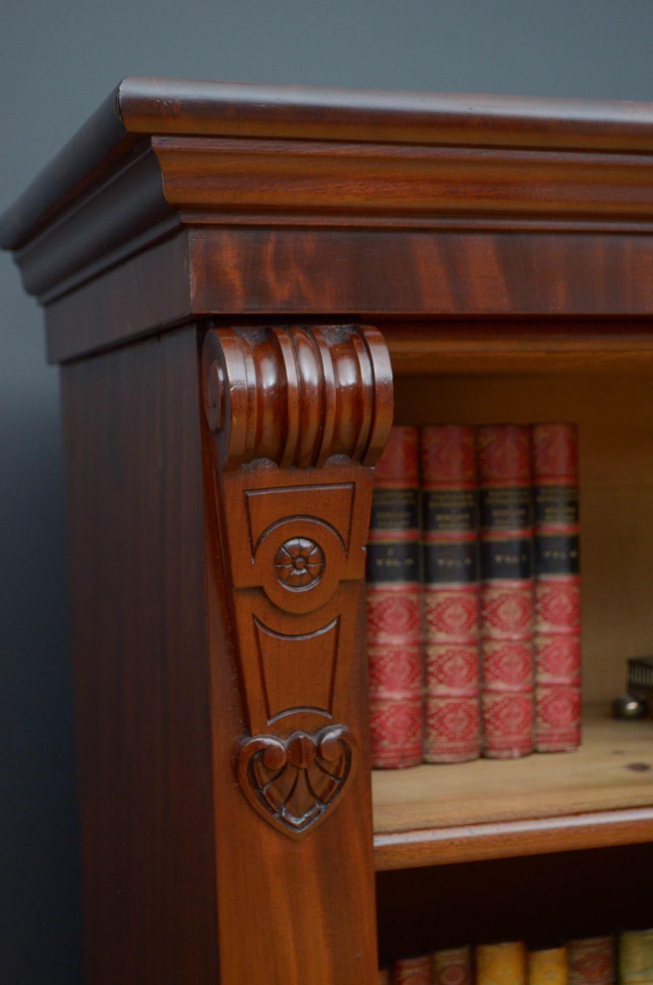 Large Victorian Open Bookcase in Mahogany For Sale 4
