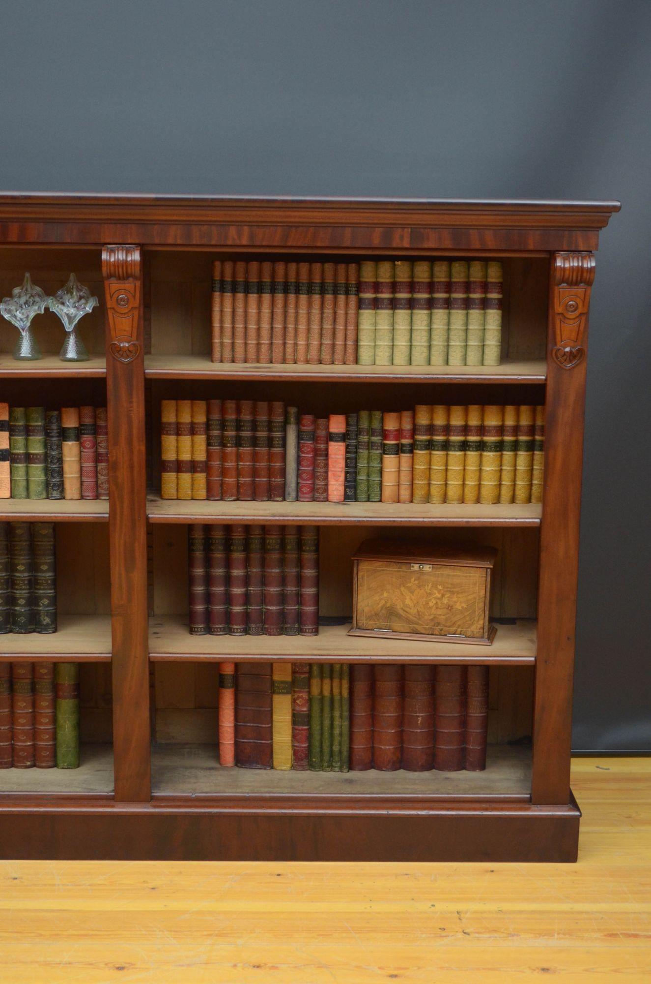 Large Victorian Open Bookcase in Mahogany For Sale 5