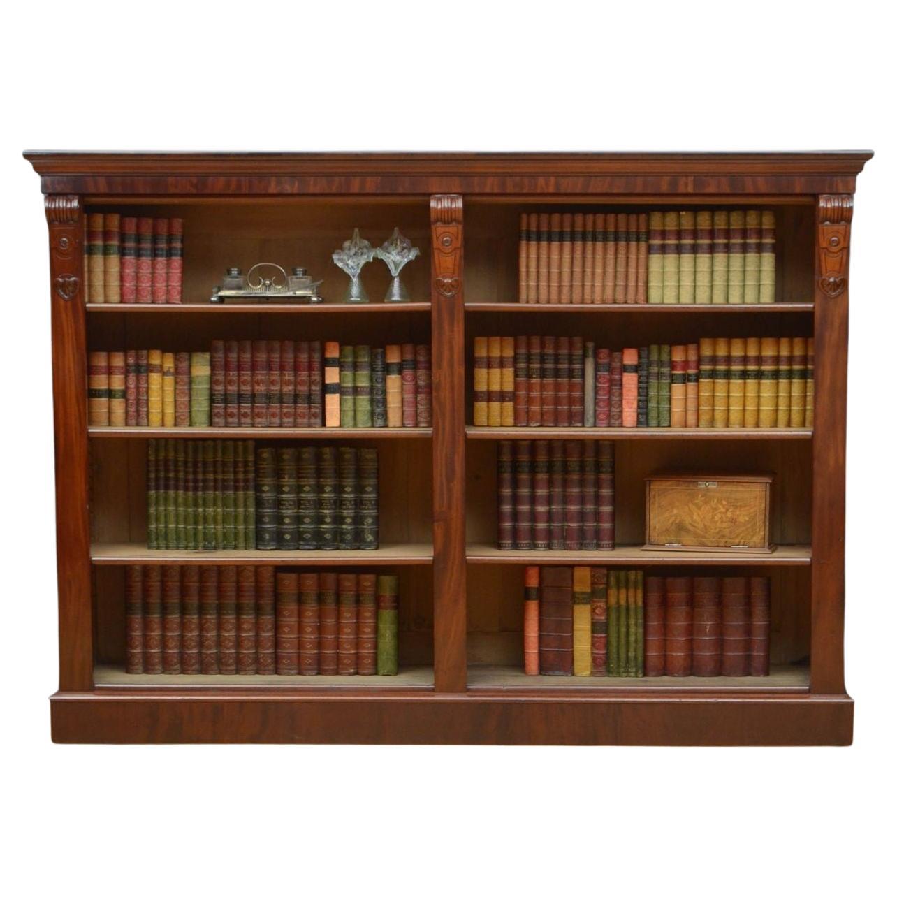 Large Victorian Open Bookcase in Mahogany For Sale